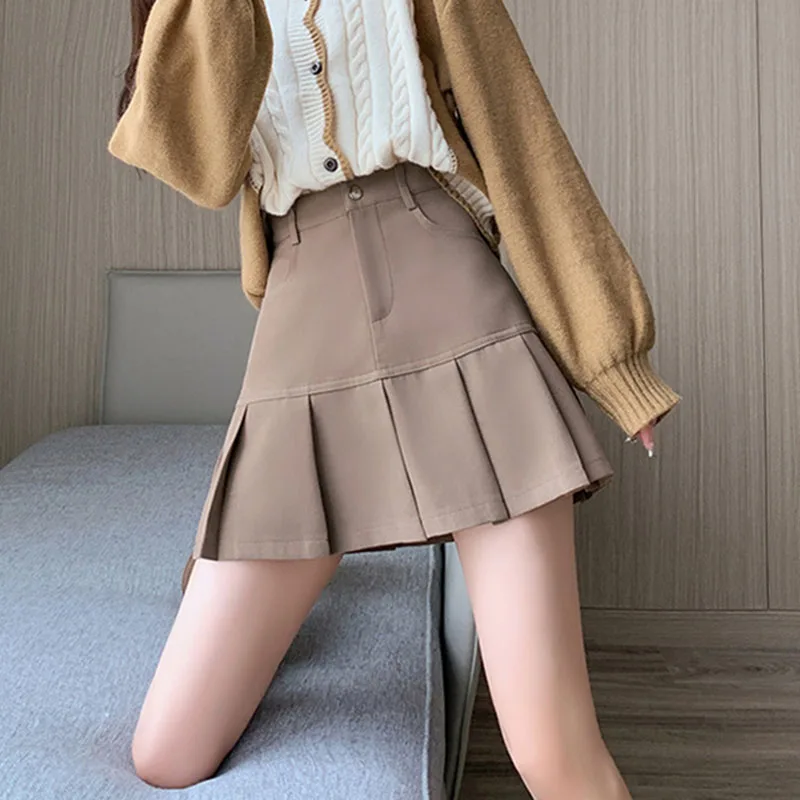 Women's Mini Skirts Spring Summer Casual High Waist A-line Pleated Short Skirts for Office Ladies Elegant Skirts Female Clothing