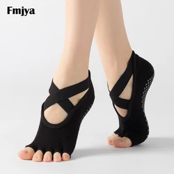 Bandage Yoga Socks for Women Pilates Ballet Dance Cotton Non-Slip Sports Gym Fitness Workout Half Toes Grips Socks