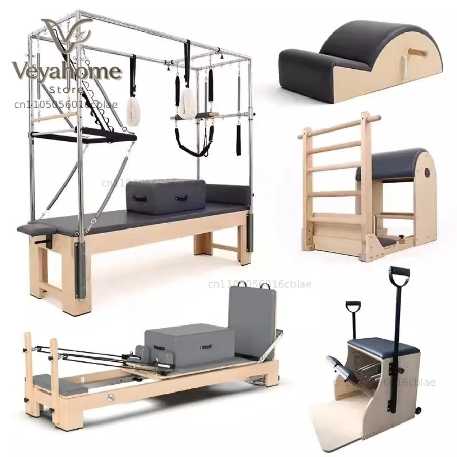 New Hot Sell Yoga Pilates 5pcs Set Gym Fitness Pilates Reformer Training Bed Wood Gym Pilates Machine Yoga Body Exercise