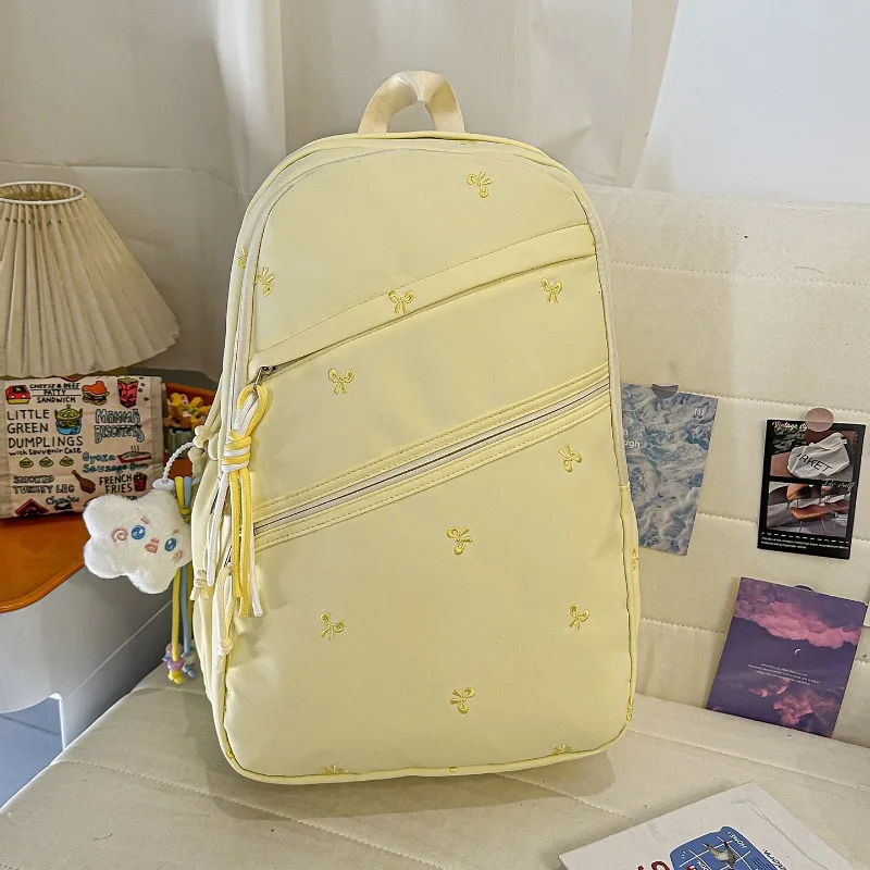 New Student Backpack Fashionable and High-quality Women's Backpack Solid Color Versatile Large Capacity Travel Storage Backpack