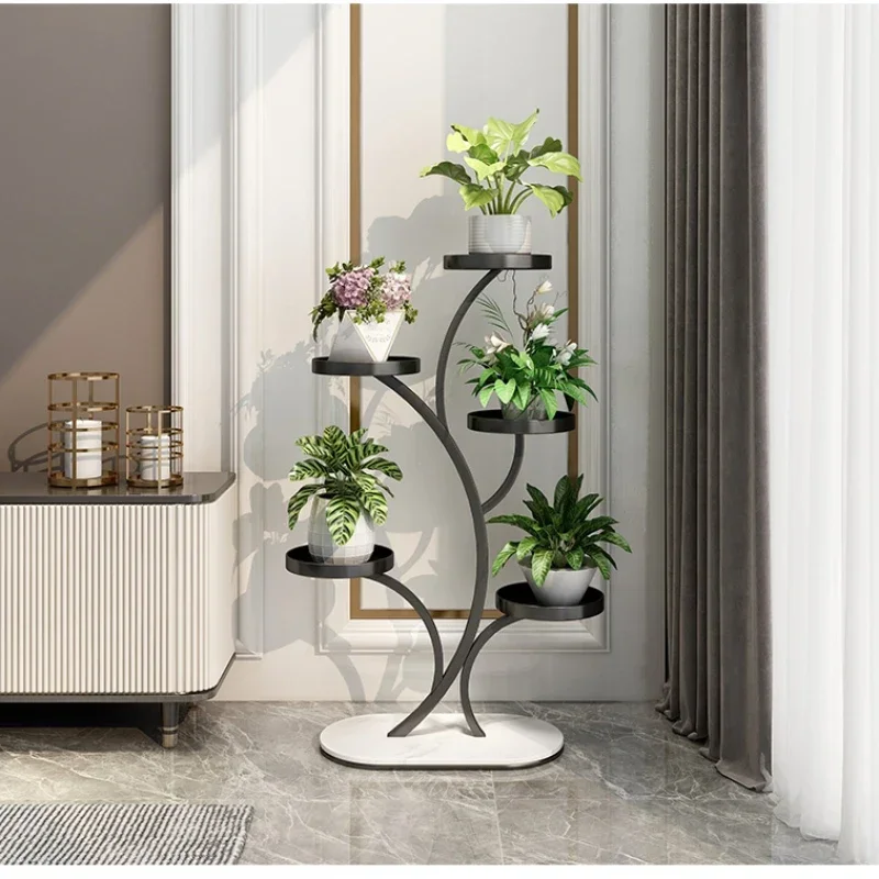 High Tray Multi-Layer Light Luxury Plant Stand - Living Room Flower Rack Stable and Durable for Indoor Gardening Enhances Decor