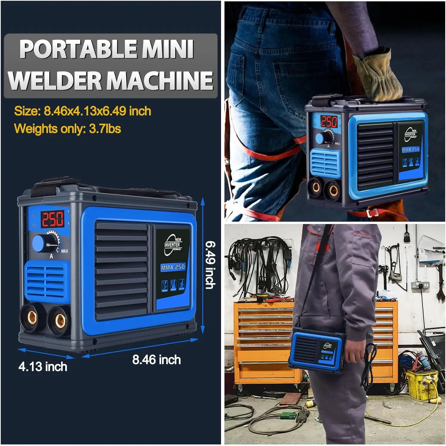 Mesin las, mesin las portabel 110V Igbt tampilan Digital Lcd ditingkatkan mesin las Mma-250A, mulai panas Arc Force