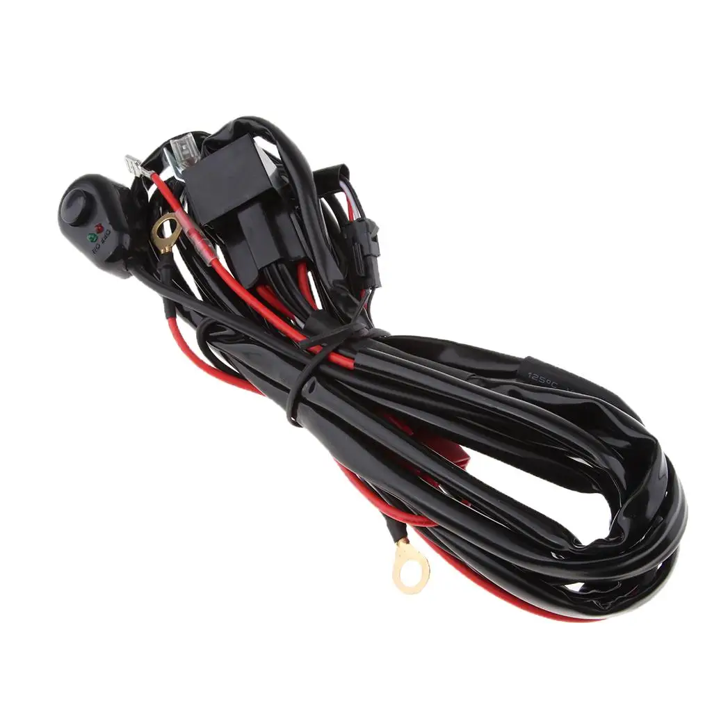 ON OFF Relay Cable Rubber Power Harness Wiring with Inline Fuse for Motorcycle Headlight ATV UTV