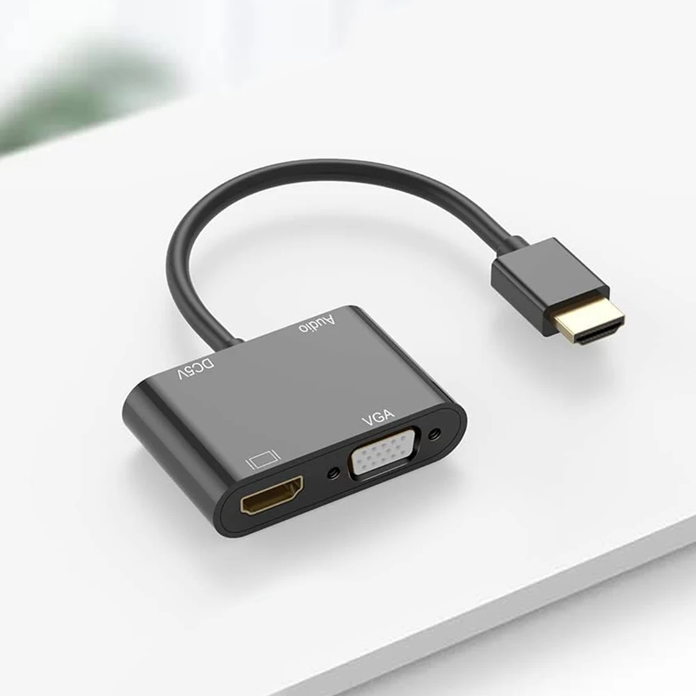 3 In 1 HDMI-Cmpatible To VGA HDMI-Cmpatible Adapter with 3.5mm Audio Video Converter Adapter for PC HDTV Monitor Display