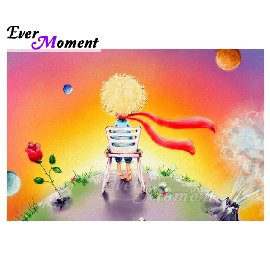 Hiç Moment Elmas Boyama Çocuk Kırmızı Eşarp Gezegen Volkanik Resim Taklidi 5D DIY Elmas Nakış Tam Kare ASF1959