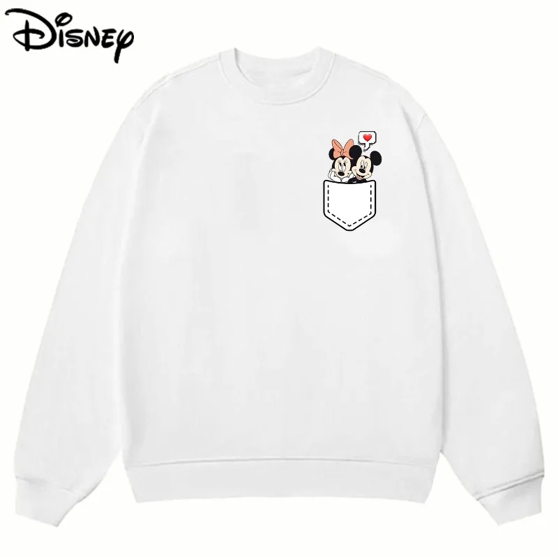 

Толстовка с карманом и рисунком Диснея «Микки и Минни», женская повседневная свободная пара, топ с длинными рукавами и круглым вырезом, одежда Harajuku Y2k