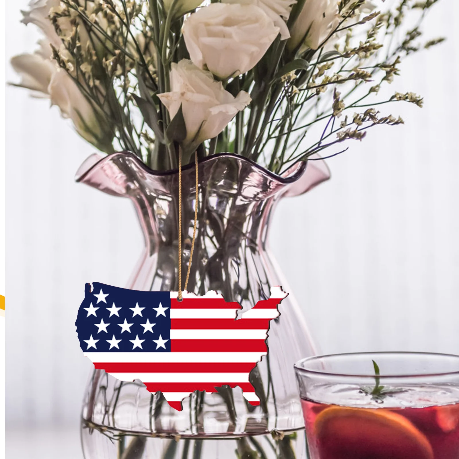 

10pcs Stars Hanging Decor Wooden Table Sign For Home Office Party Independence Day Memorial Veterans Decoration Patriotic Wood