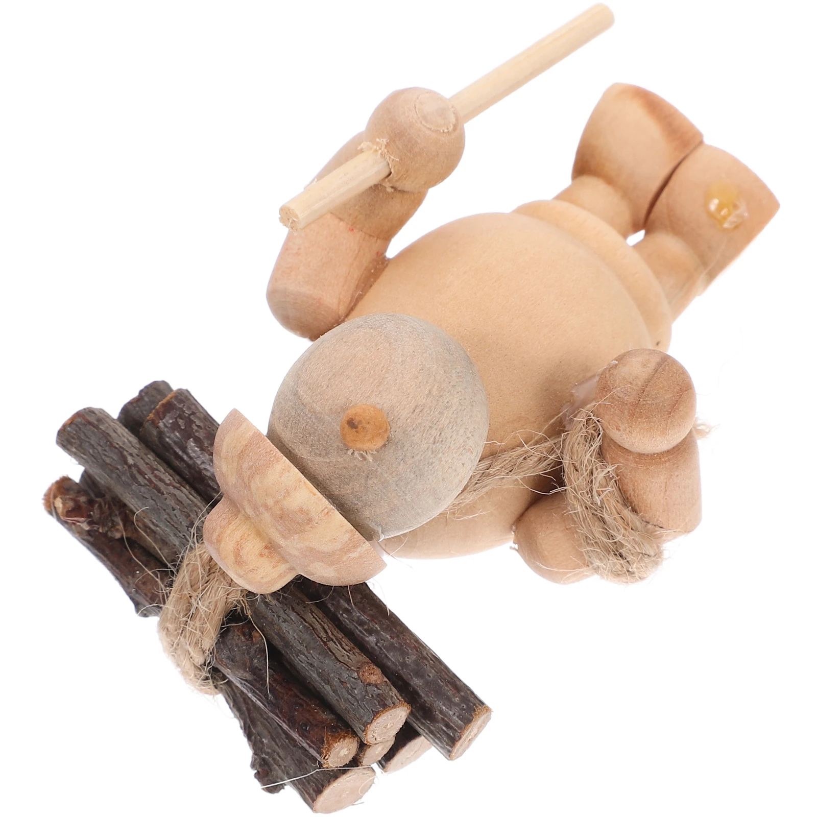 

Mini Carrying Firewood Statue Delicate Decor Garden Wooden Figure Cute nament Small Size Realistic Details Home Yard