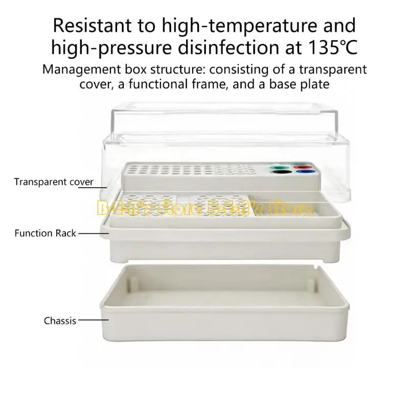 Y1AD Compact Dental Instrument Storage Case Container Holder Autoclavable to 135℃ with Transparent Lid for Neat Tool Security