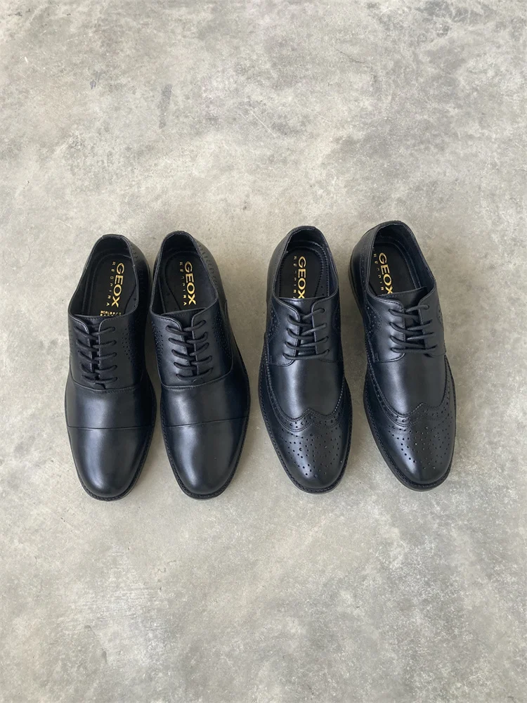 

Men's Bue Tee Bule Leather oes Vintage Briti Carved Leather Lace-Up Korean Sle Busin Formal Leather oes