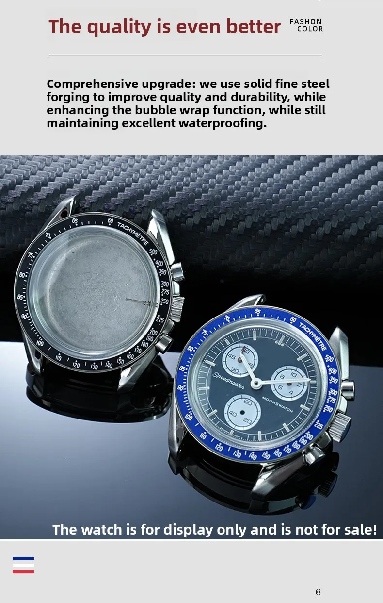 Stainless Steel Moon Watch Case Mod Kit for SWATCH & OMEGA Moonswatch 42mm Dial Metal Case Bracelet Watch Accessories NO Movemen