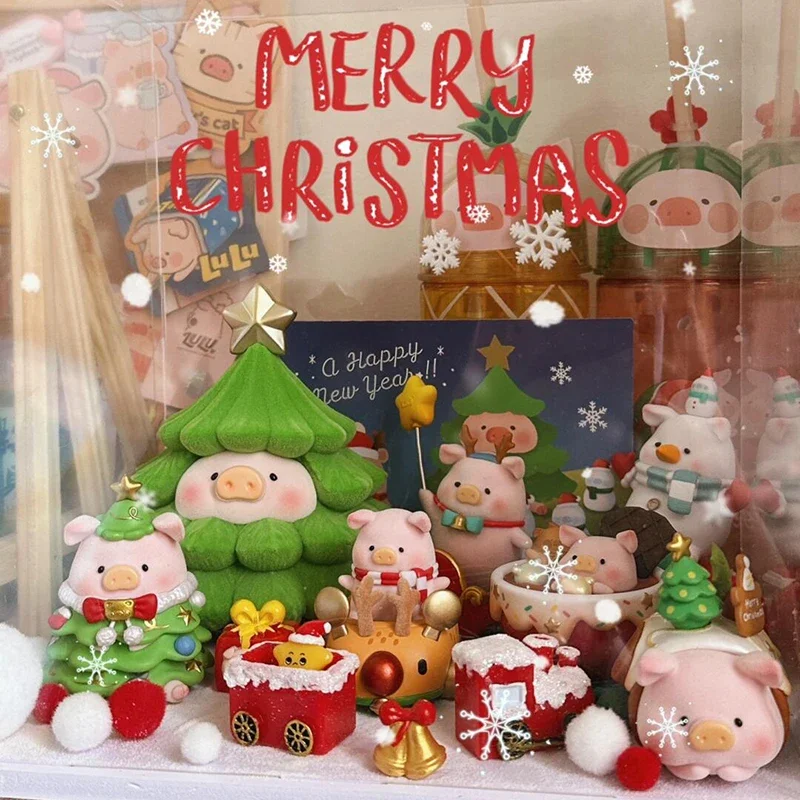 LuLu Piggy Christmas Land Series กล่องตาบอดของเล่น Action Figure ของเล่นตุ๊กตา Mystery Xmas เครื่องประดับสาวแปลกใจของขวัญ