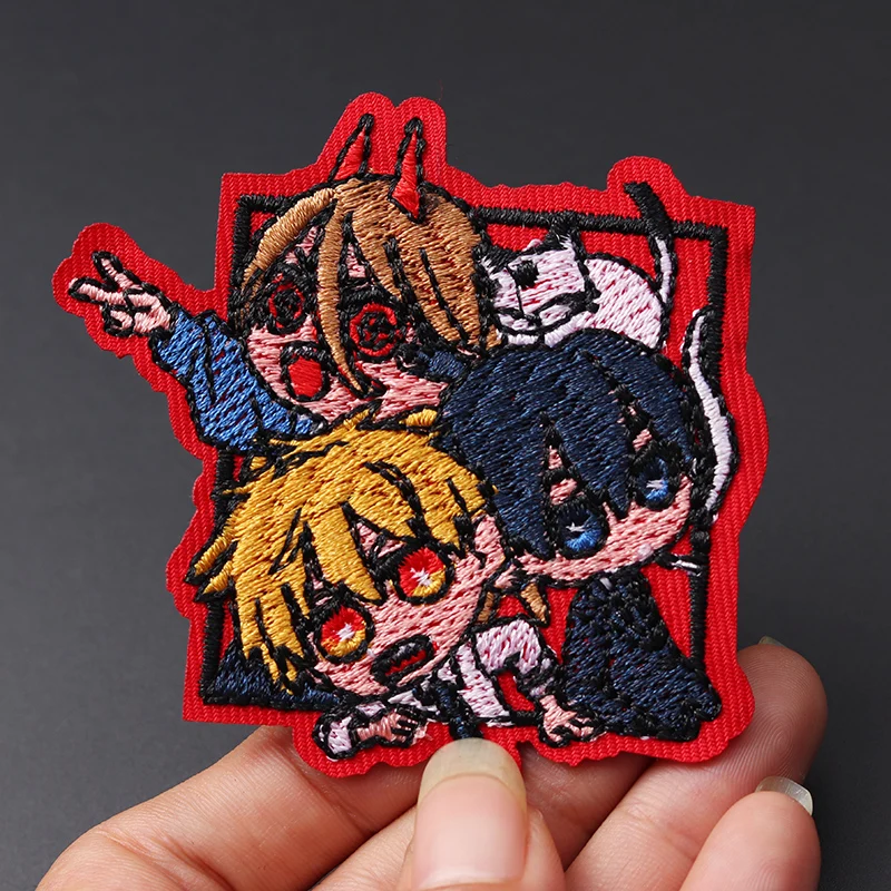 Cartoon Chainsaw Man Anime 11.5x11cm Patches Embroidery Applique Ironing Clothing Sewing Supplies Decorative Badges Patch