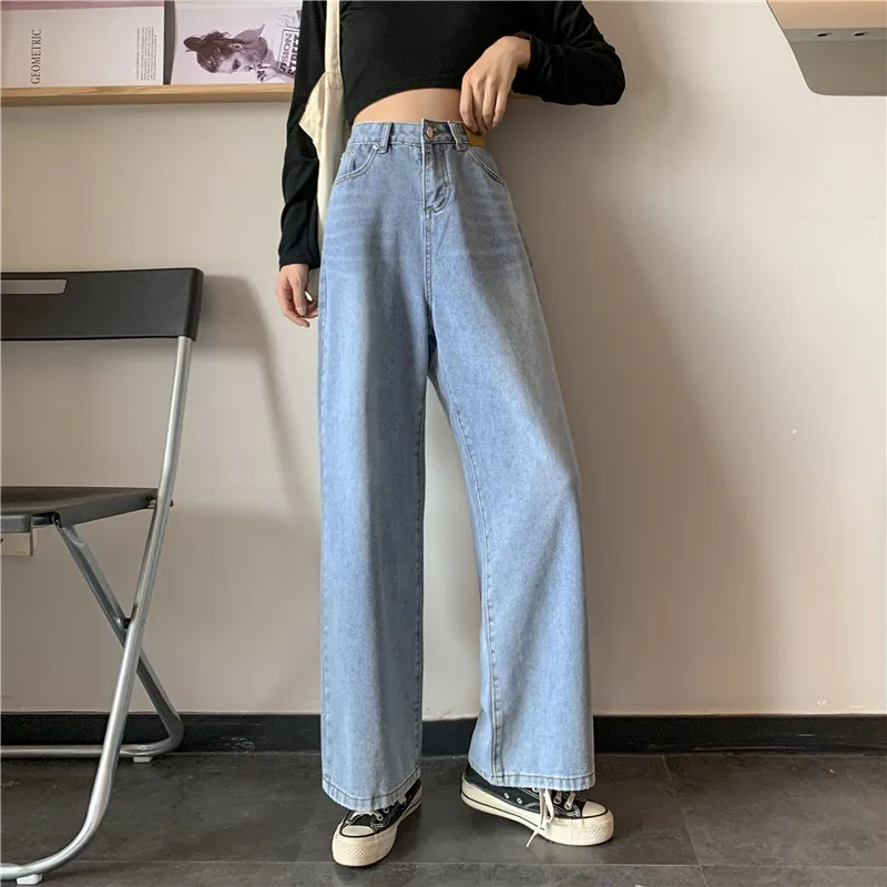 

High Waist Straight Leg plus Size Denim Jeans Women's Loose Versatile Wide Leg Long Pants Autumn Winter New Arrival