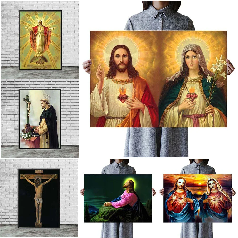 Immaculate Heart of the Virgin Nordic Poster Jesus Sacred Heart Wall Art Canvas Painting Wall Pictures For Living Room Unframed