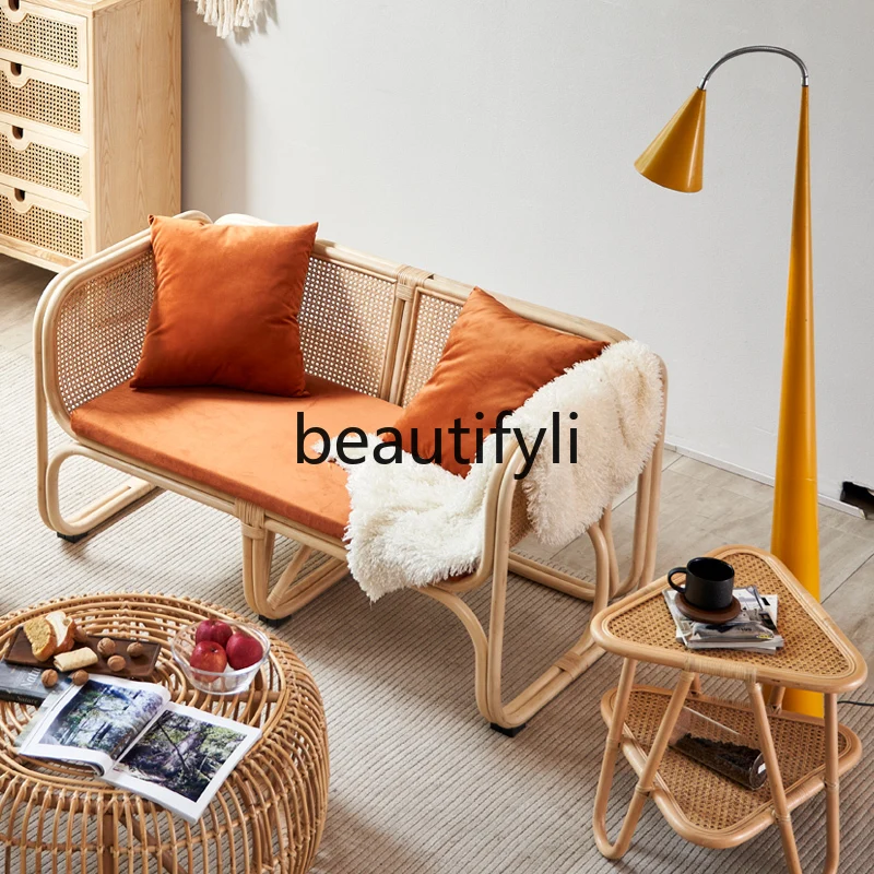 

Nordic rattan sofa combination bed and breakfast balcony single sofa chair simple home living room leisure chair