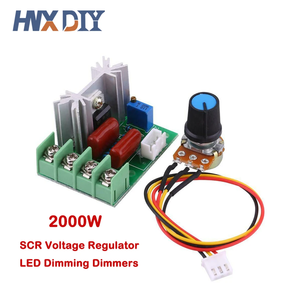 2000W AC 220V SCR Voltage Regulator LED Dimming Dimmers High Power Motor Speed Controller Governor Module W/ Potentiometer