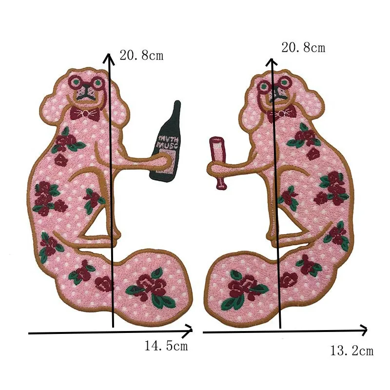 Wysokiej jakości haft kokardka naszywka na parę kotów i małp naszywki aplikacje do szycia odzieży akcesoria DIY