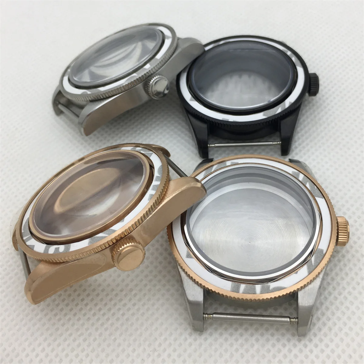 NH35 39 مللي متر فضي أسود وردي ذهبي حافظة قبة زجاج الياقوت صالح NH34 NH35 NH36 PT5000 ETA2824 حركة أوتوماتيكية