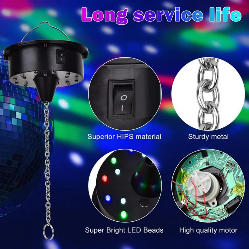 

Y02ARotating Disco Ball Motor Lights with Remote,18 LEDs for 12 16 20 24inch Mirror Ball Rotator(NotIncludedBall)