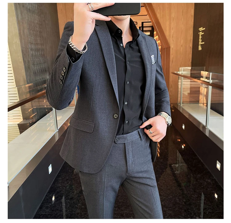 Traje Elegante de Dos Piezas para Hombre, Color Sólido, Tallas M-4XL, Alta Calidad, Formal, Casual, para Banquete, Incluye Pantalones