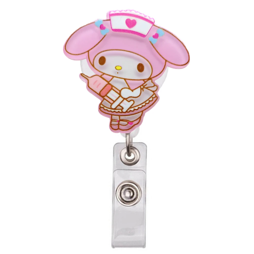 MINISO Cartoon Kitty Cat Dogs Hospital Medical Nurse Doctor Badge Reel Clips Brooches Keychains For ID Name Cards Holders Gifts