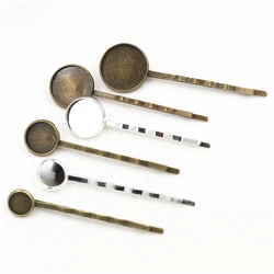 8 10 12 14 16 18 20mm 10pcs High Quality  Bronze Plated Copper Material Hairpin Hair Clips Hairpin Base Setting Cabochon Cameo