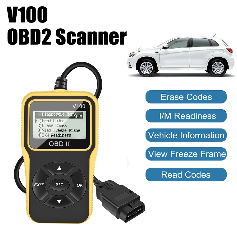 V100 Engine Diagnostic Instrument Car Diagnostic Tools Digital Display OBD2 Code Reader Car Accessories 16 Pin OBD 2 Scanner