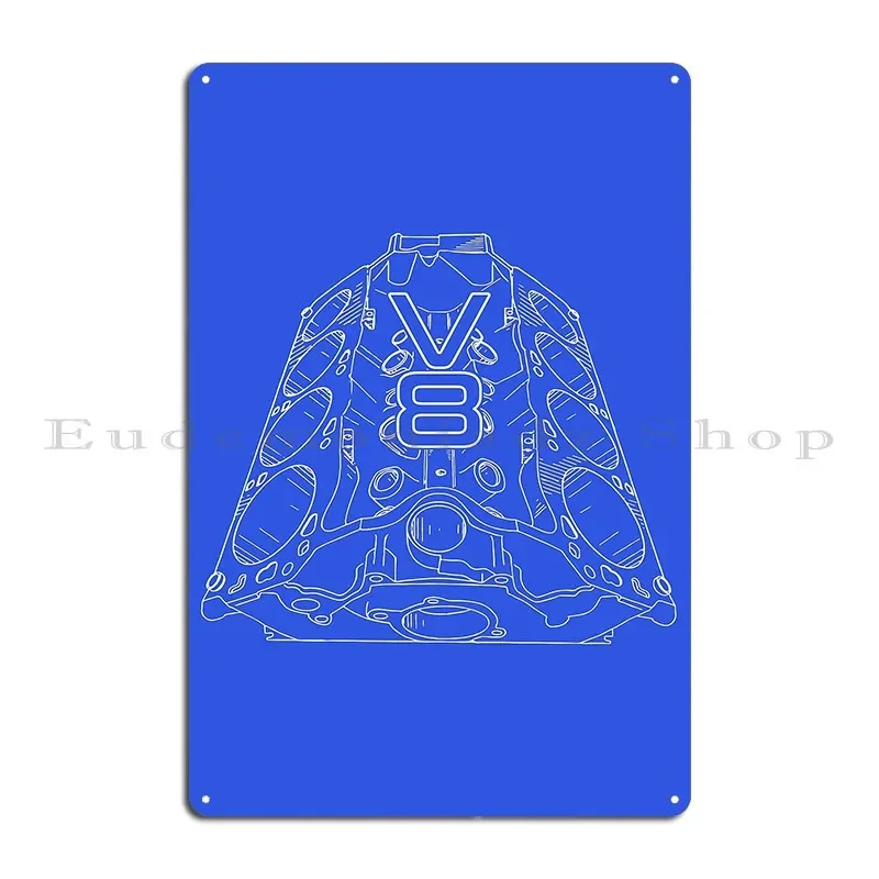 retro v8 car engine vintage piston musclecars tuner racing symbol Metal Garage Designing Decoration Printing Tin Sign Poster