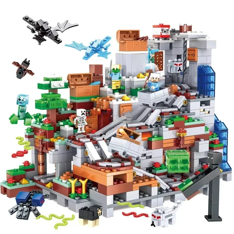 The Cave Village Special Edition Building Blocks with Steve Action Figures Compatible My World Set Toy