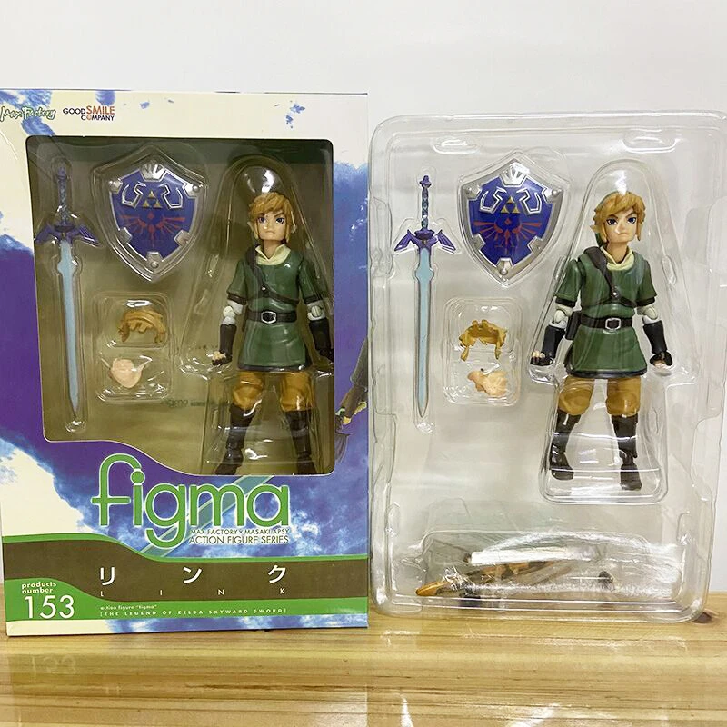피그마 153 젤다 피규어 링크 브레스 오브 더 와일드 디럭스 에디션 스카이워드 링크 액션 피규어 레전드 게임 애니메이션 장난감 16cm