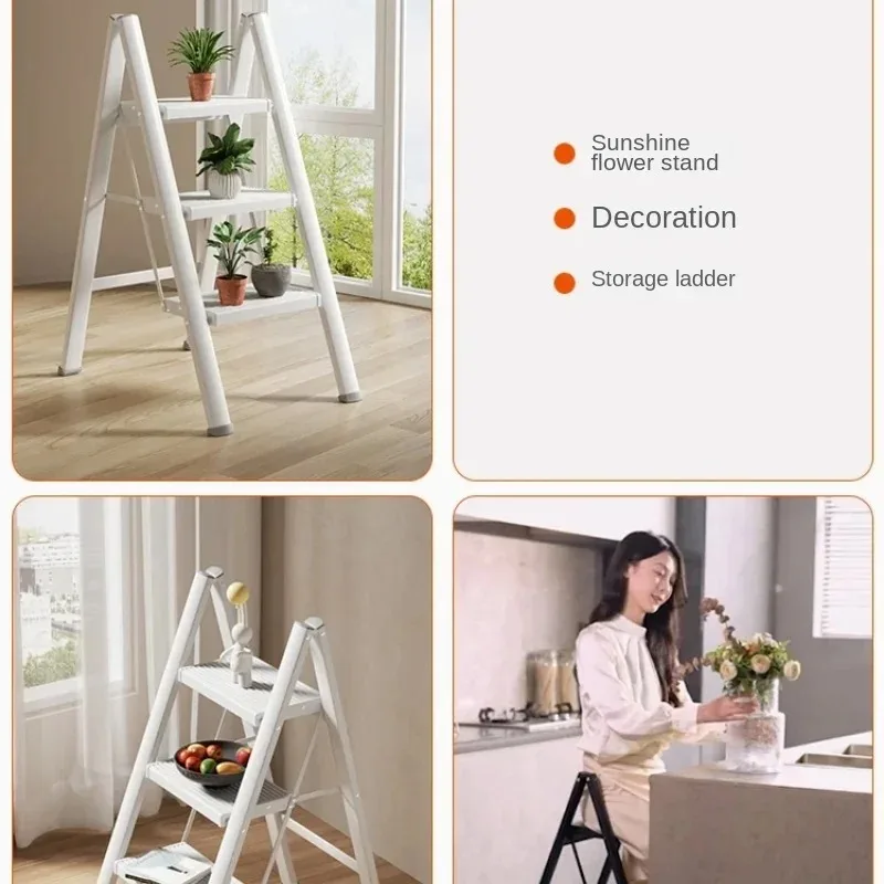 Household Stair Ladder Thickened Aluminum Alloy High Stool Step Ladder Portable Compact Design Lightweight Climbing Aid