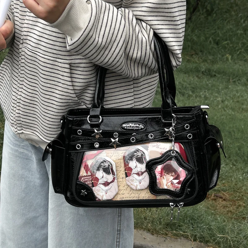حقيبة Itabag شفافة ذات سعة صغيرة مع تصميم فريد من نوعه Y2K حقيبة كتف صغيرة من البولي يوريثان للنساء حقيبة ita سوداء #1