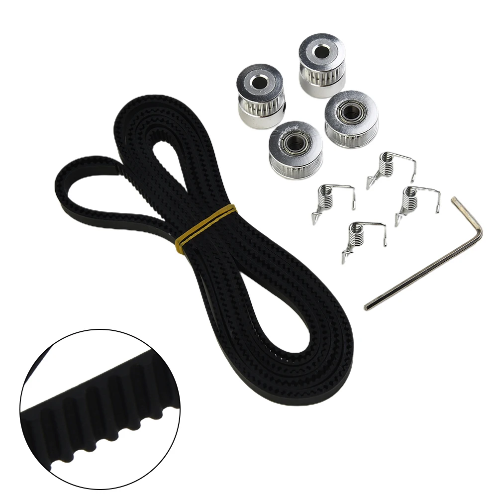 2X Dual-Bore 20-Tooth Pulley + F8M6 6mm Timing Belt (2M) + 2X Idler Pulley + 4X Spring for DIY Linear Motion Systems