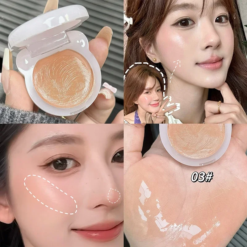QIBEST Blush Hydrating Cream Face Makeup Natural Smudge Blusher Palette Cheek Tint Moisturizing Highlighter For Face Cosmetics