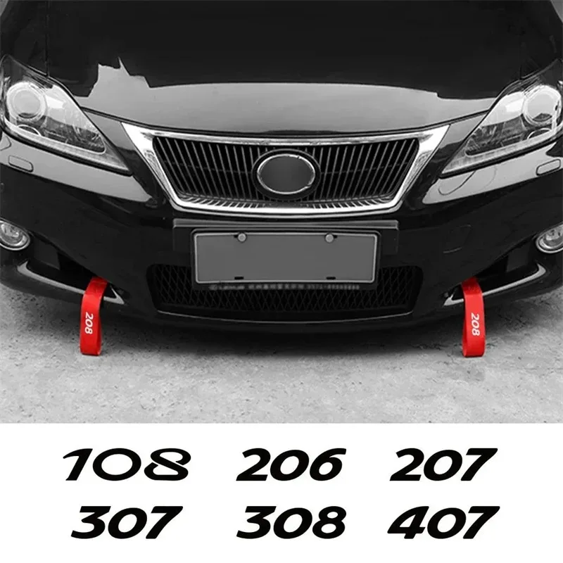 Decorative Tow Strap JDM Style Front Bumper Trailer Rope For Peugeot 206 307 308 2008 3008 5008 Exterior Decoration