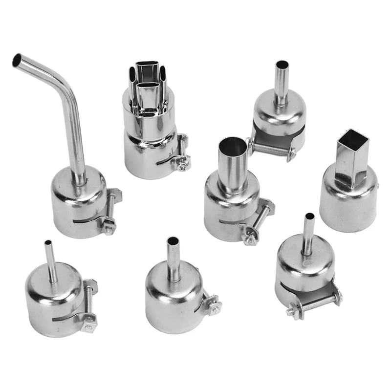 

8Pcs Stainless Steel Nozzles Heat Kit Round/Square Soldering Accessories Welding Nozzles For 850 852D