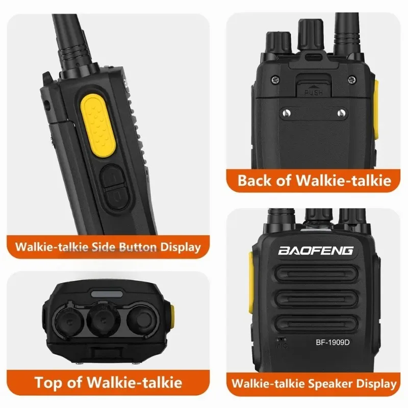 BF-1909D Baofeng Walkie Talkie 12W 4800mAh Intelligent Noise Reduction UHF Two Way Radio Encryption Long Range USB Transceiver