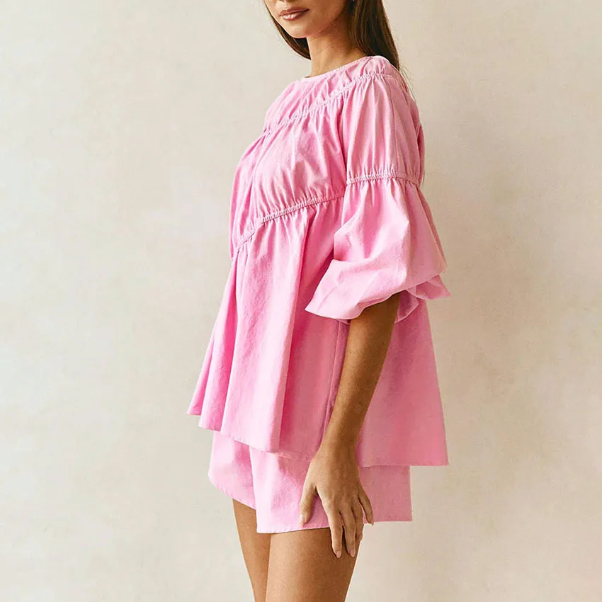 2026 Spring and Summer New European and American Fashion Casual Suit Loose Temperament Commuter Long-sleeved Top Women's Shorts