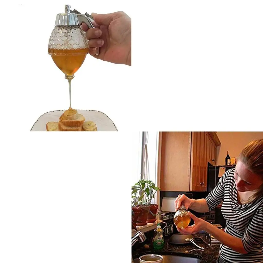 Juice Maple Syrup Cup Squeeze Bottle Storage Pot Non-Drip Honey Dispenser Kettle Jar Container with Stand Kitchen Cooking Baking