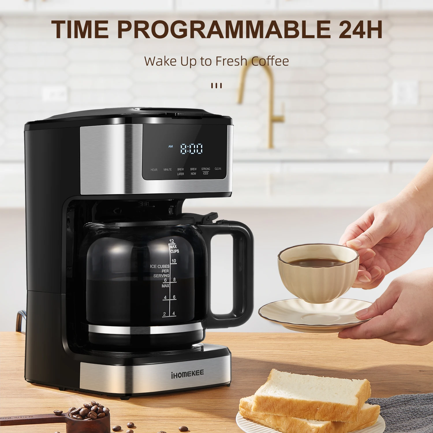 Programmable Drip Coffee Maker 12 Cup With Iced Coffee Function