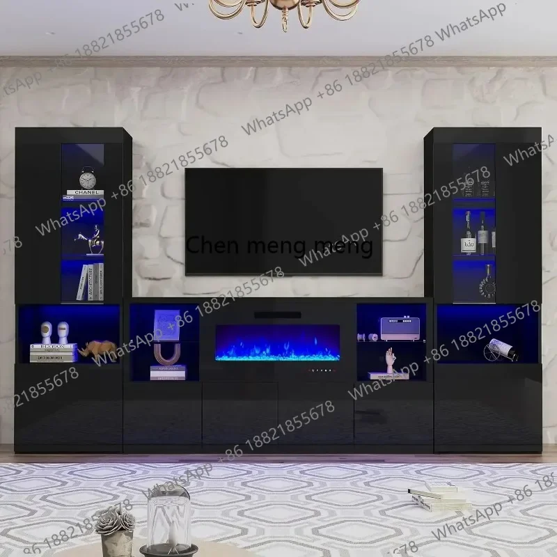 M78  For 3Piece Modern High Gloss Fireplace TV Stand+Bookcase Set for Living Room, 68