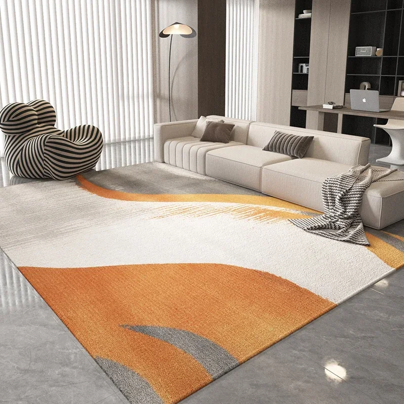 Modern Cream Area Rug for Living Room Coffee Table Abstract Striped Design Machine Washable Soft Floor Mat