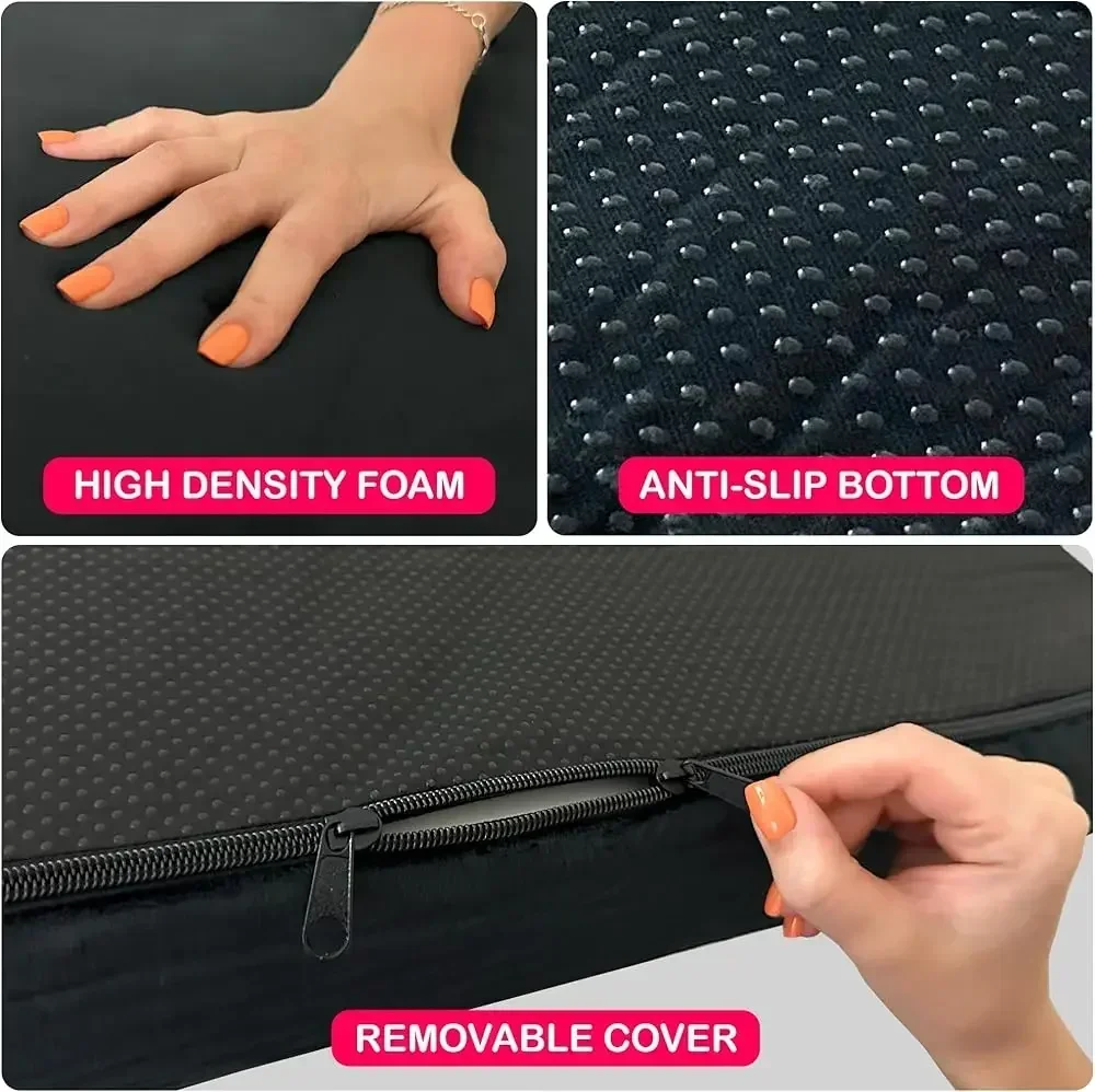 Curved Mattress Lash Bed Topper Premium Foam Velvet Beauty Salon Furniture Massage Table Modern Black 180 * 70CM