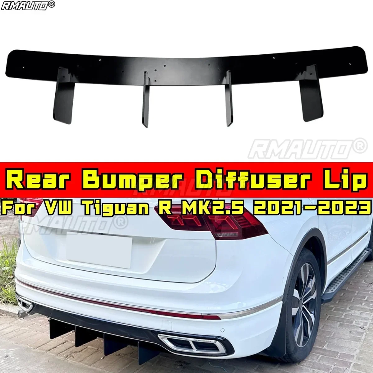 

For VW Tiguan R MK2.5 2021-2023 Body Kit Bumper Protector Rear Bumper Splitter Spoiler Diffuser Cover Modification Part
