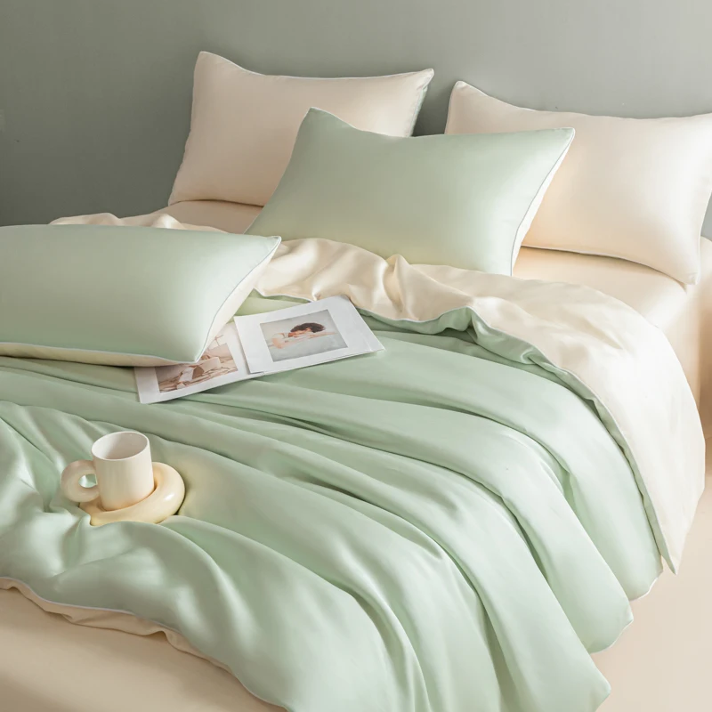 

New Washed Ice Silk Bedding Set 4PCS Summer Cool Touch Rope Design Sheet Set Soft Breathable Hotel Luxury Twin/Full/Queen Size