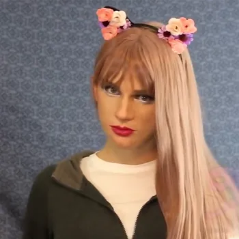 성인 풀 헤드 마스크 하이 퀄리티, 여성 모양의 실리콘 크로스 드레서 헤드기어, 할로윈 코스프레 액세서리, 마스크 호러