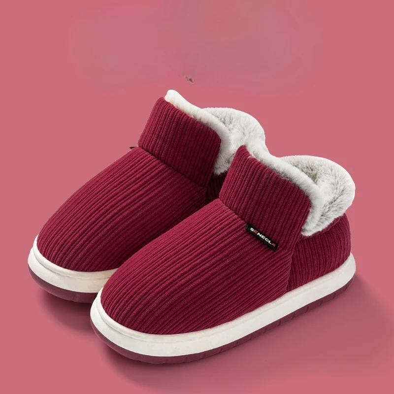 Women's Non-Slip Soft-Soled Winter Cotton Slippers Velour-Lined Thickened Warmth Wrapped Heel with Thick Sole Home Cotton Slippe