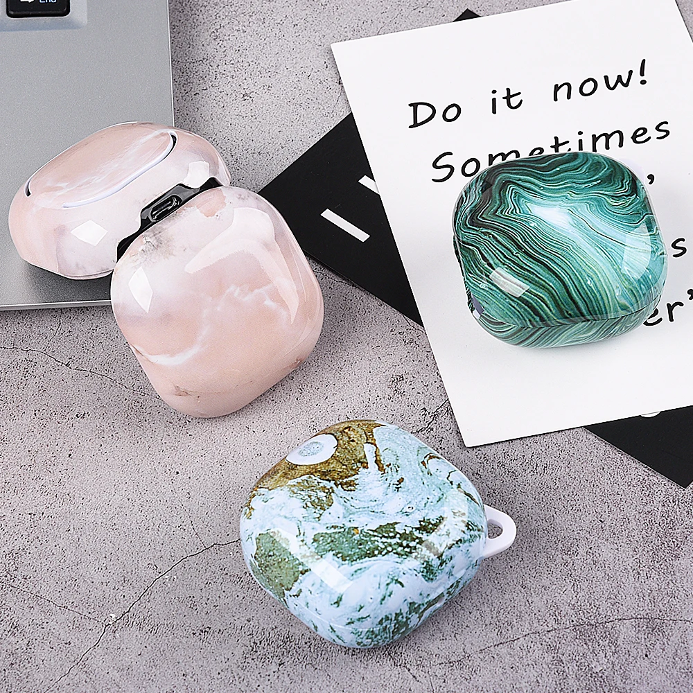 حافظة لهاتف سامسونج جالاكسي براعم 2 برو لايف FE حافظة صلبة من البولي كربونات حافظة لهاتف جالاكسي براعم برو براعم 2 برو حافظة بنمط رخامي