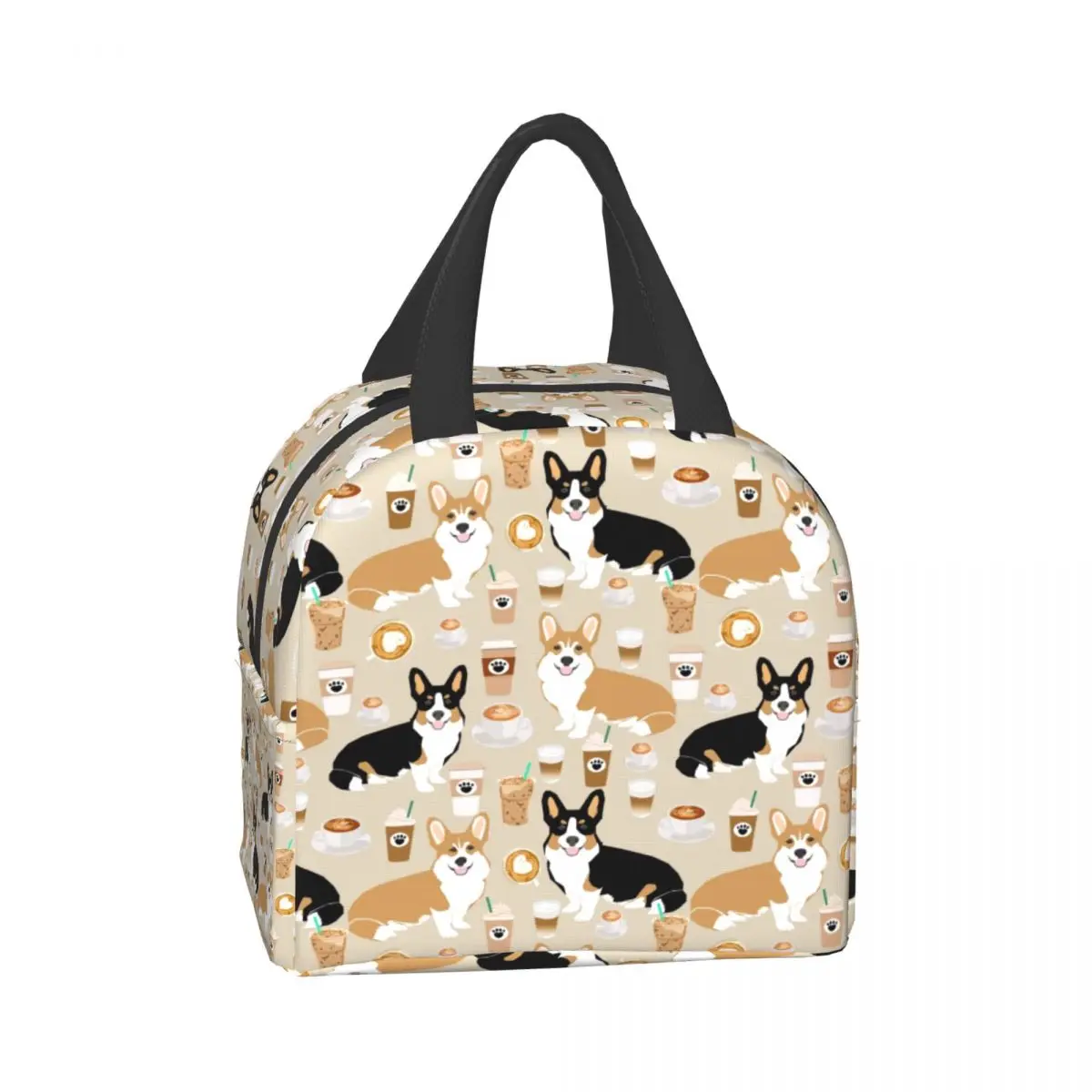 Sac fourre-tout isotherme réutilisable pour femme, boîte à bento isotherme pour enfants, boîte à lunch pour écoliers, café Welsh Corgis Dog